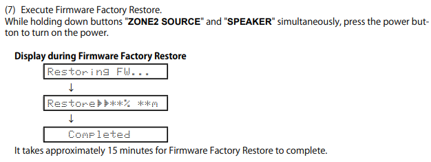 Firmware Factory Restore